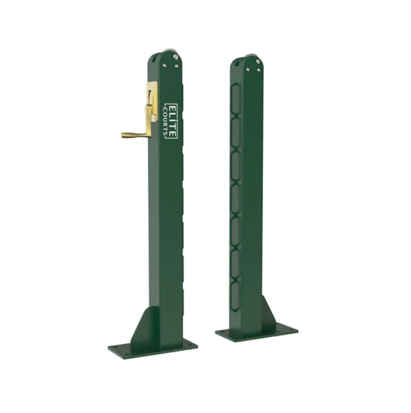 Close up of Elite-080A series tennis net posts from Elite Courts