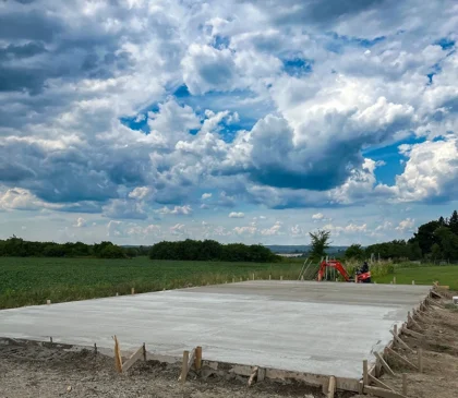 Concrete foundation poured to install a custom design Raptors basketball for a client in Caledon