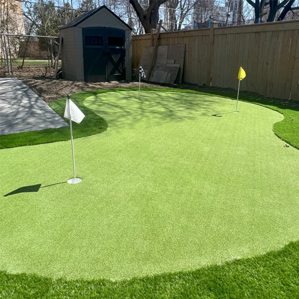 A putting green installed in a client's backyard in Etobicoke by Elite Courts